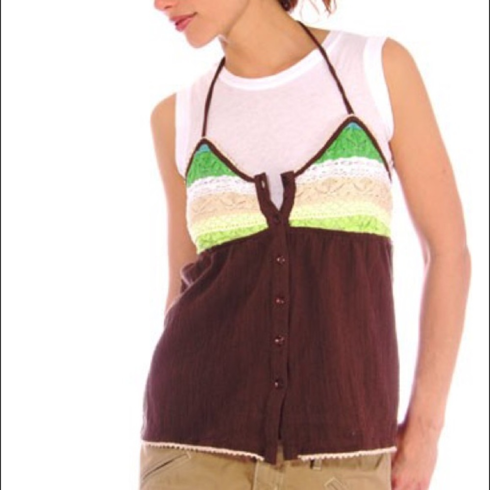 Free People Vintage Y2K Colorful Babydoll Cami Size S